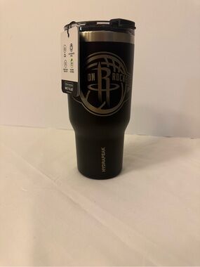 NBA Houston Rockets Stainless Steel Water Bottle Black  & Gold Lettering